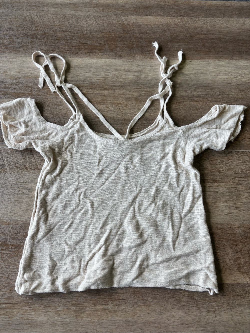 American Eagle cold shoulder beige sweater size small